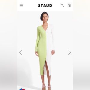 STAUD SHOKO SWEATER LIME WHITE